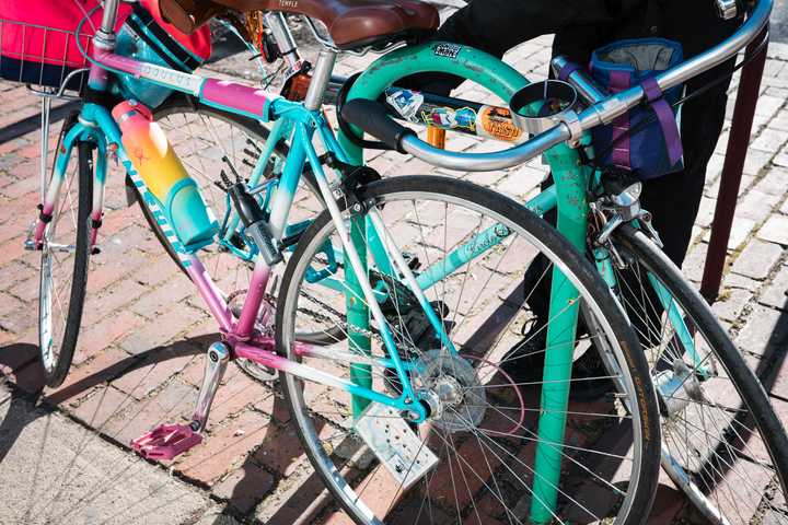One of my favorite bikes leaning on a bike rack